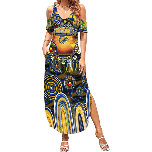Personalised NAIDOC Week 2025 Eagles Football Summer Maxi Dress Aboriginal Dot Painting