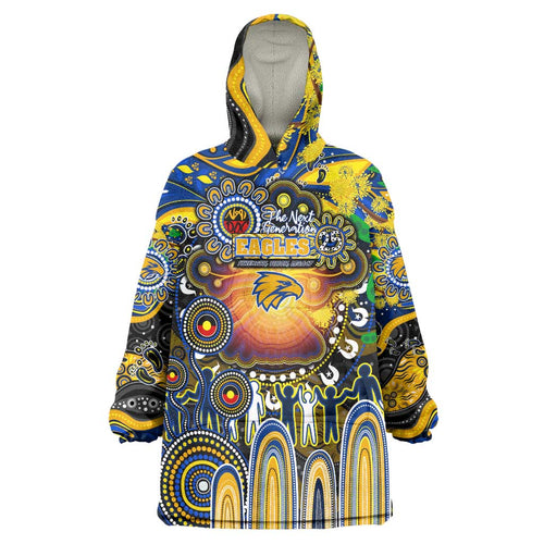 Personalised NAIDOC Week 2025 Eagles Football Wearable Blanket Hoodie Aboriginal Dot Painting