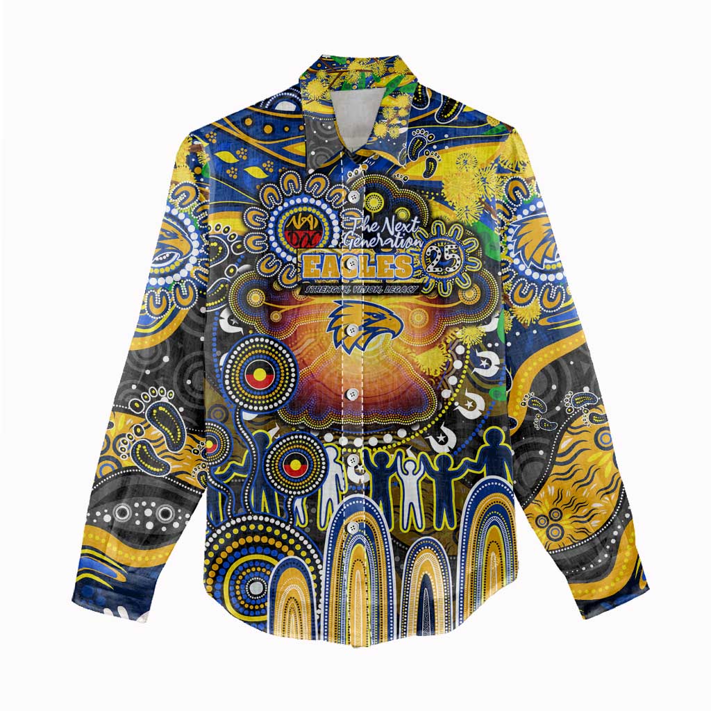 Personalised NAIDOC Week 2025 Eagles Football Women Casual Shirt Aboriginal Dot Painting