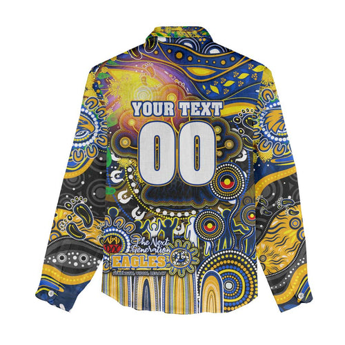Personalised NAIDOC Week 2025 Eagles Football Women Casual Shirt Aboriginal Dot Painting