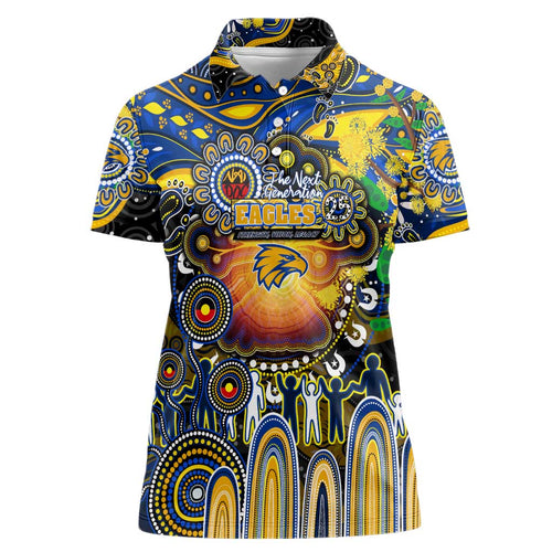 Personalised NAIDOC Week 2025 Eagles Football Women Polo Shirt Aboriginal Dot Painting