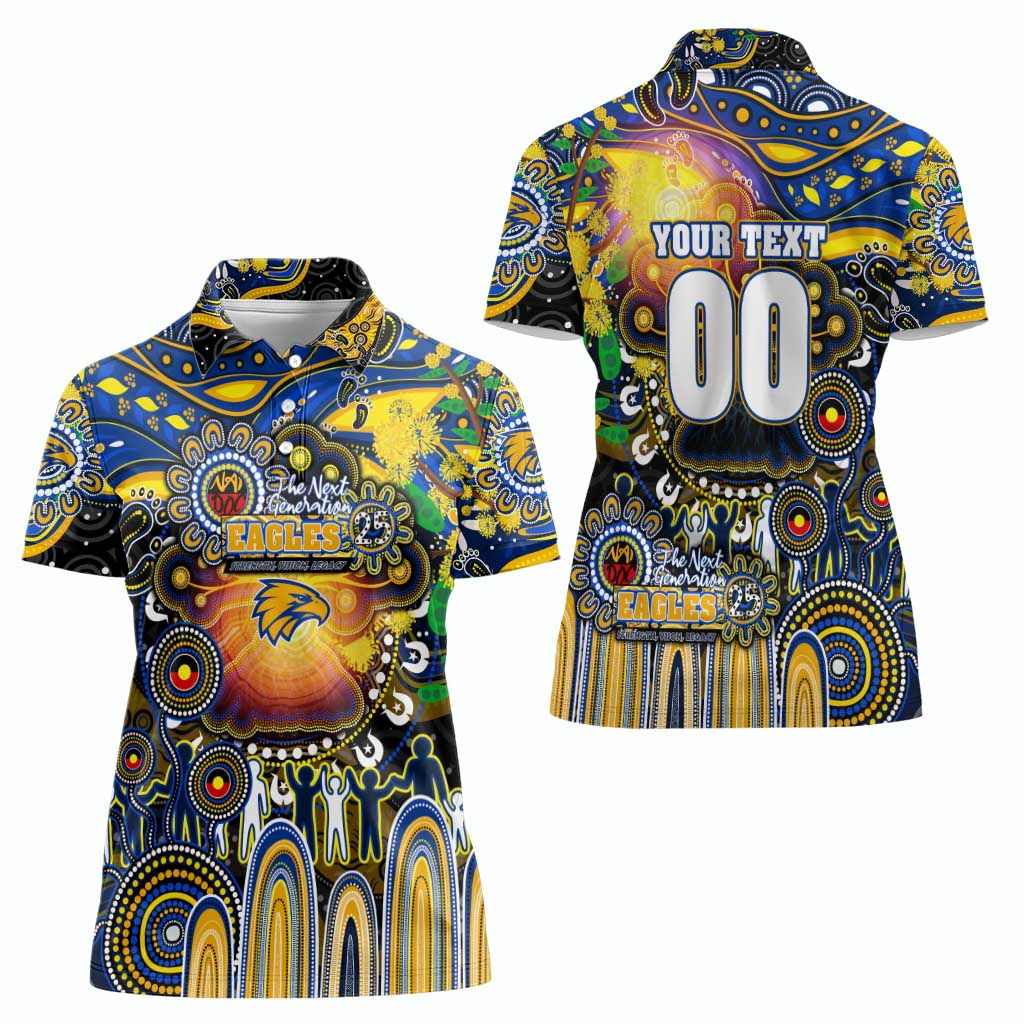 Personalised NAIDOC Week 2025 Eagles Football Women Polo Shirt Aboriginal Dot Painting