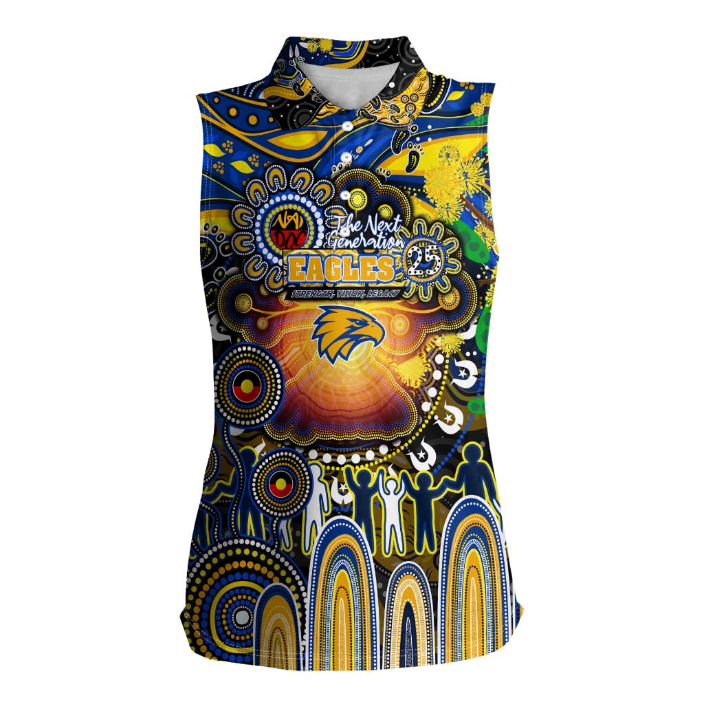 Personalised NAIDOC Week 2025 Eagles Football Women Sleeveless Polo Shirt Aboriginal Dot Painting