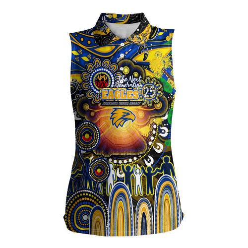 Personalised NAIDOC Week 2025 Eagles Football Women Sleeveless Polo Shirt Aboriginal Dot Painting