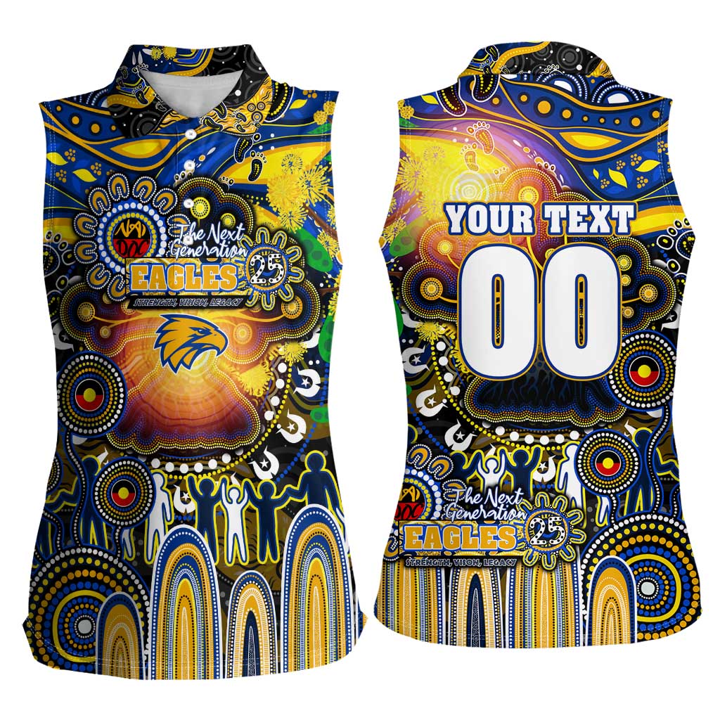 Personalised NAIDOC Week 2025 Eagles Football Women Sleeveless Polo Shirt Aboriginal Dot Painting