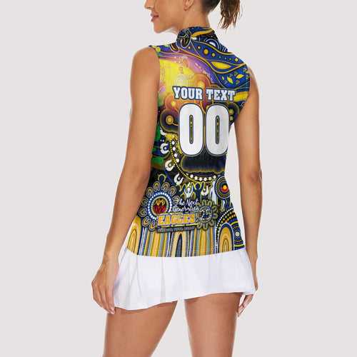 Personalised NAIDOC Week 2025 Eagles Football Women Sleeveless Polo Shirt Aboriginal Dot Painting