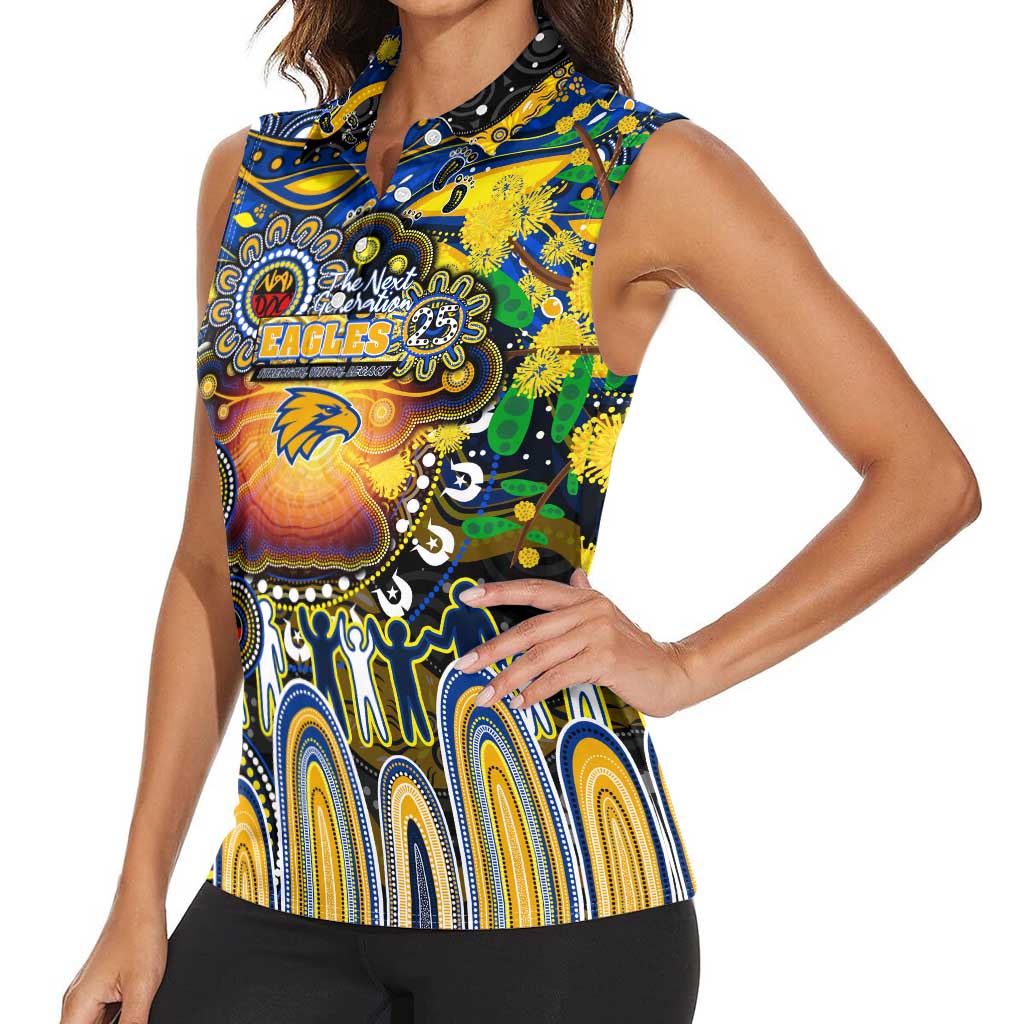 Personalised NAIDOC Week 2025 Eagles Football Women Sleeveless Polo Shirt Aboriginal Dot Painting