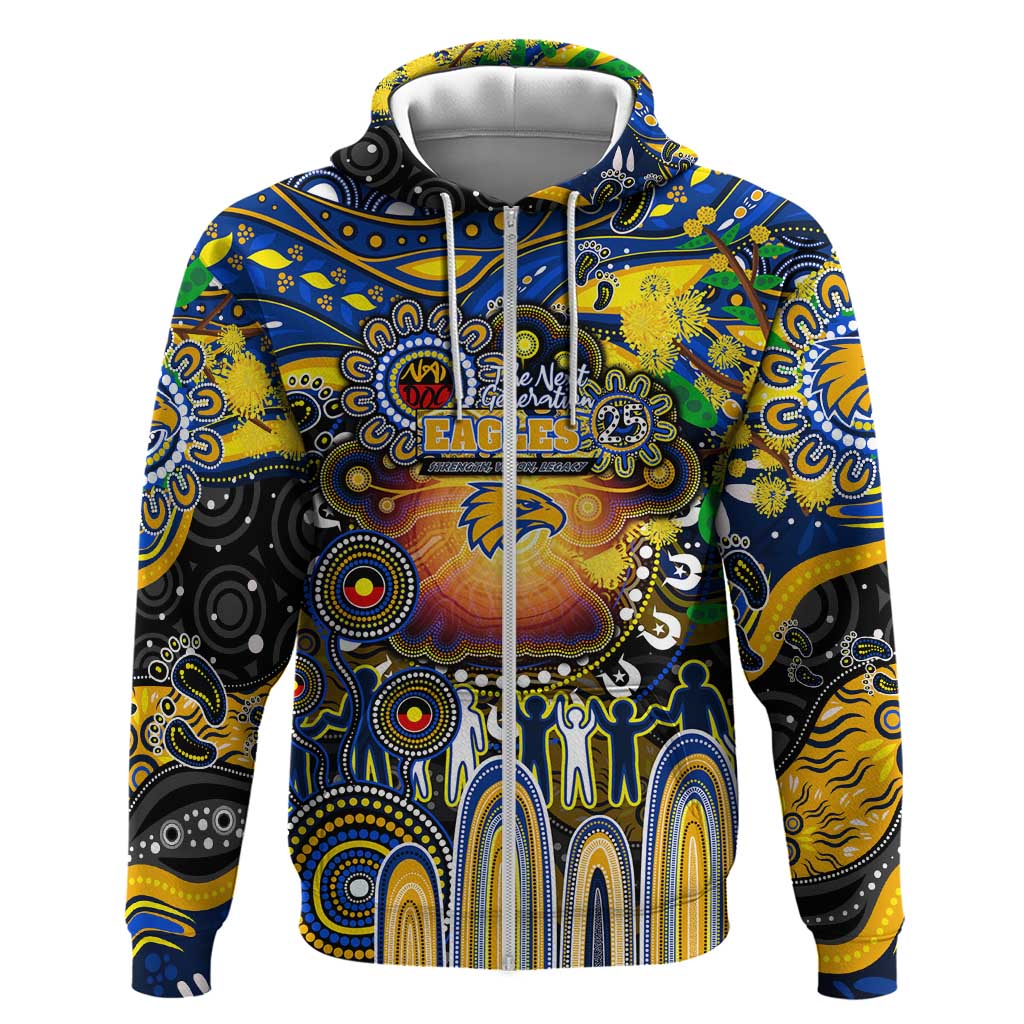 Personalised NAIDOC Week 2025 Eagles Football Zip Hoodie Aboriginal Dot Painting