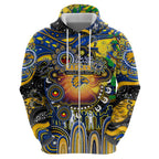 Personalised NAIDOC Week 2025 Eagles Football Zip Hoodie Aboriginal Dot Painting