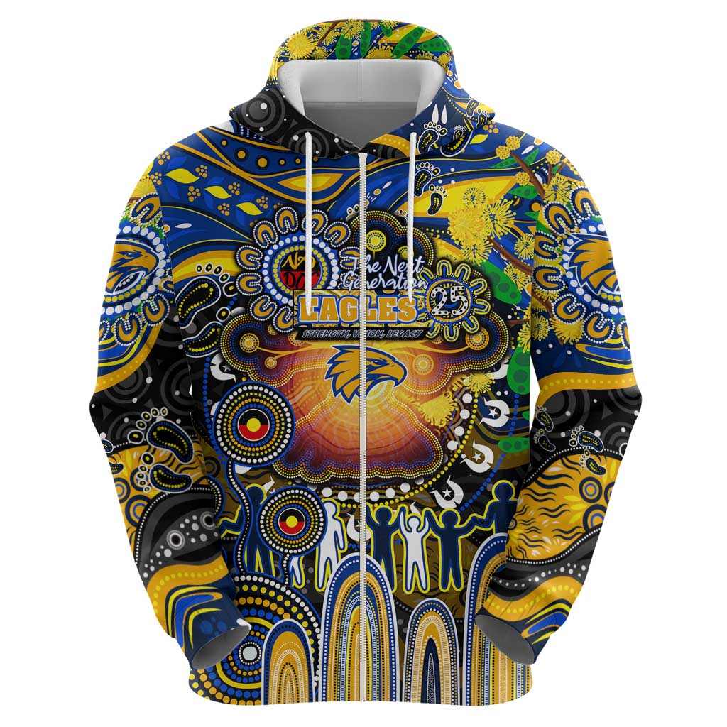 Personalised NAIDOC Week 2025 Eagles Football Zip Hoodie Aboriginal Dot Painting