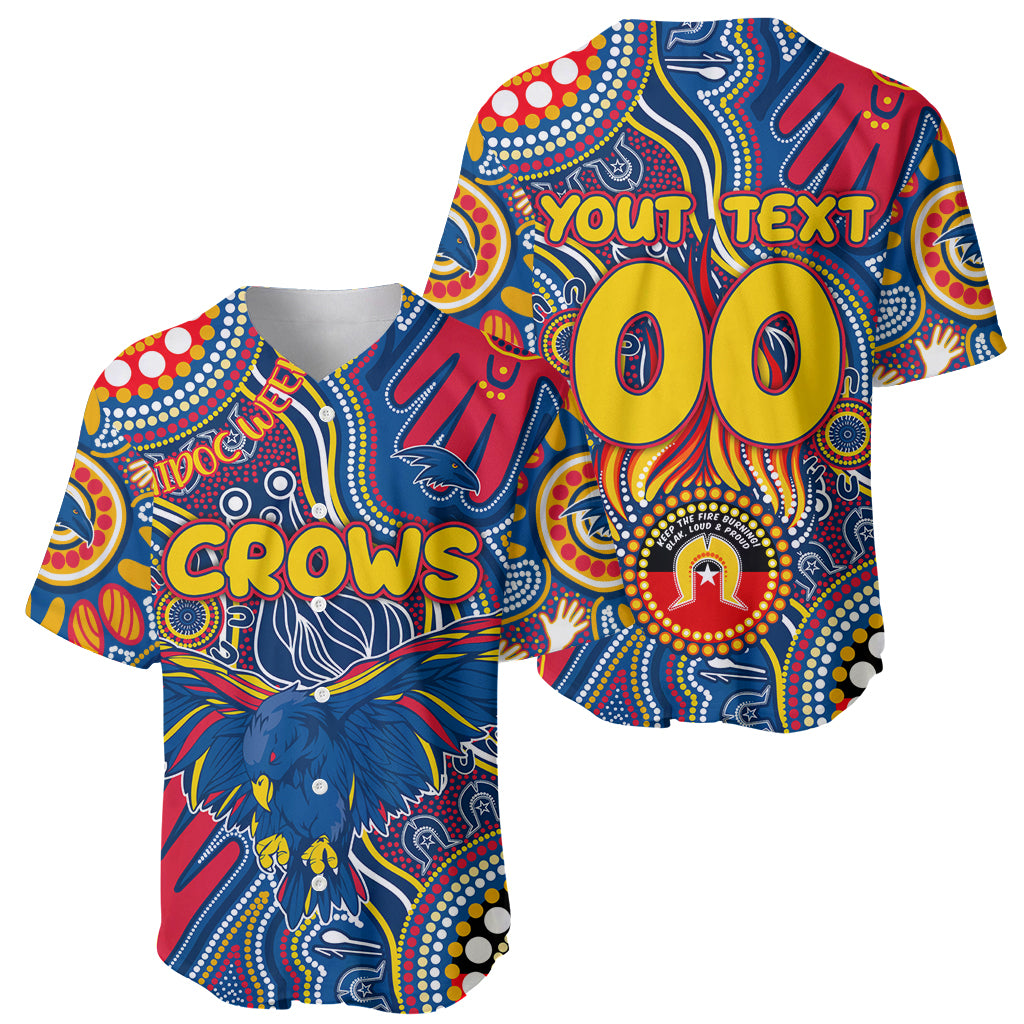 Personalised NAIDOC Week 2024 Adelaide Crows Baseball Jersey Australian Aboriginal Hand Painting