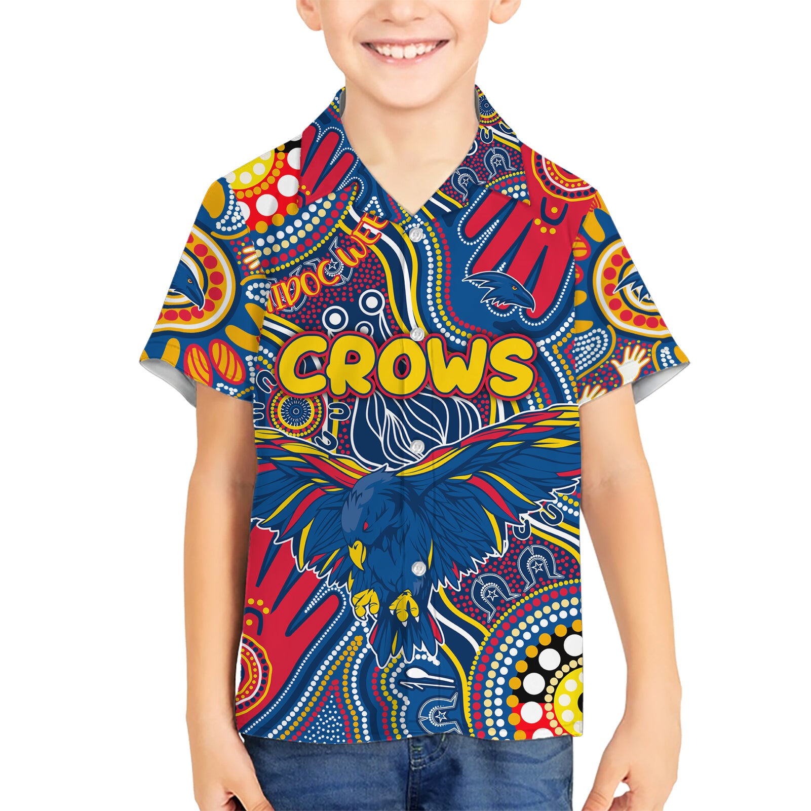 Personalised NAIDOC Week 2024 Adelaide Crows Hawaiian Shirt Australian Aboriginal Hand Painting