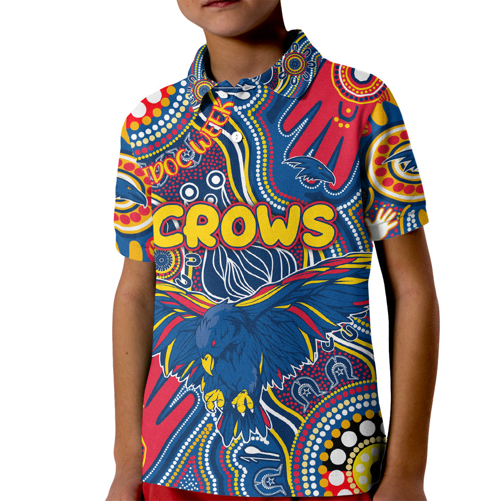 Personalised NAIDOC Week 2024 Adelaide Crows Kid Polo Shirt Australian Aboriginal Hand Painting