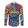Personalised NAIDOC Week 2024 Adelaide Crows Long Sleeve Button Shirt Australian Aboriginal Hand Painting
