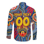Personalised NAIDOC Week 2024 Adelaide Crows Long Sleeve Button Shirt Australian Aboriginal Hand Painting