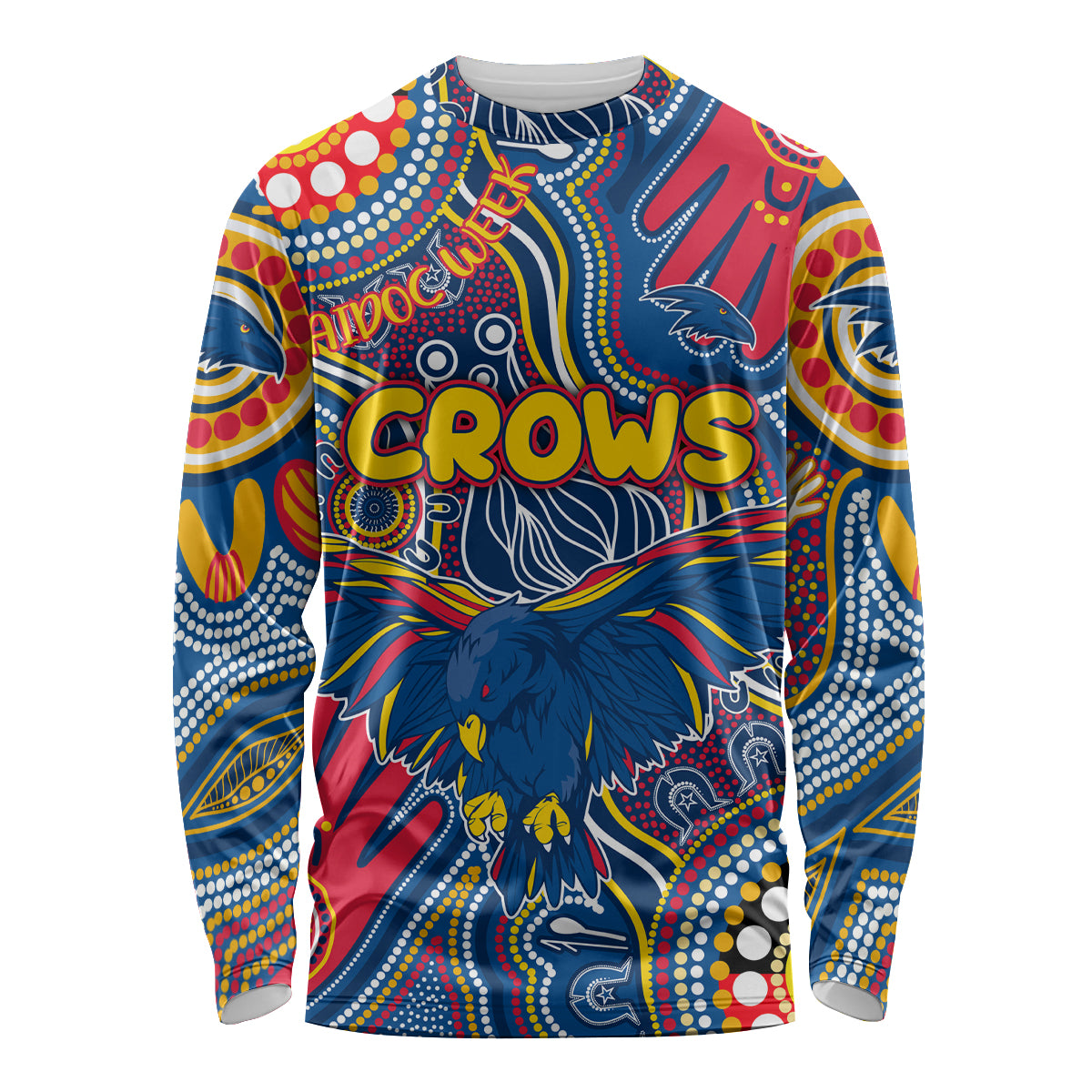 Personalised NAIDOC Week 2024 Adelaide Crows Long Sleeve Shirt Australian Aboriginal Hand Painting