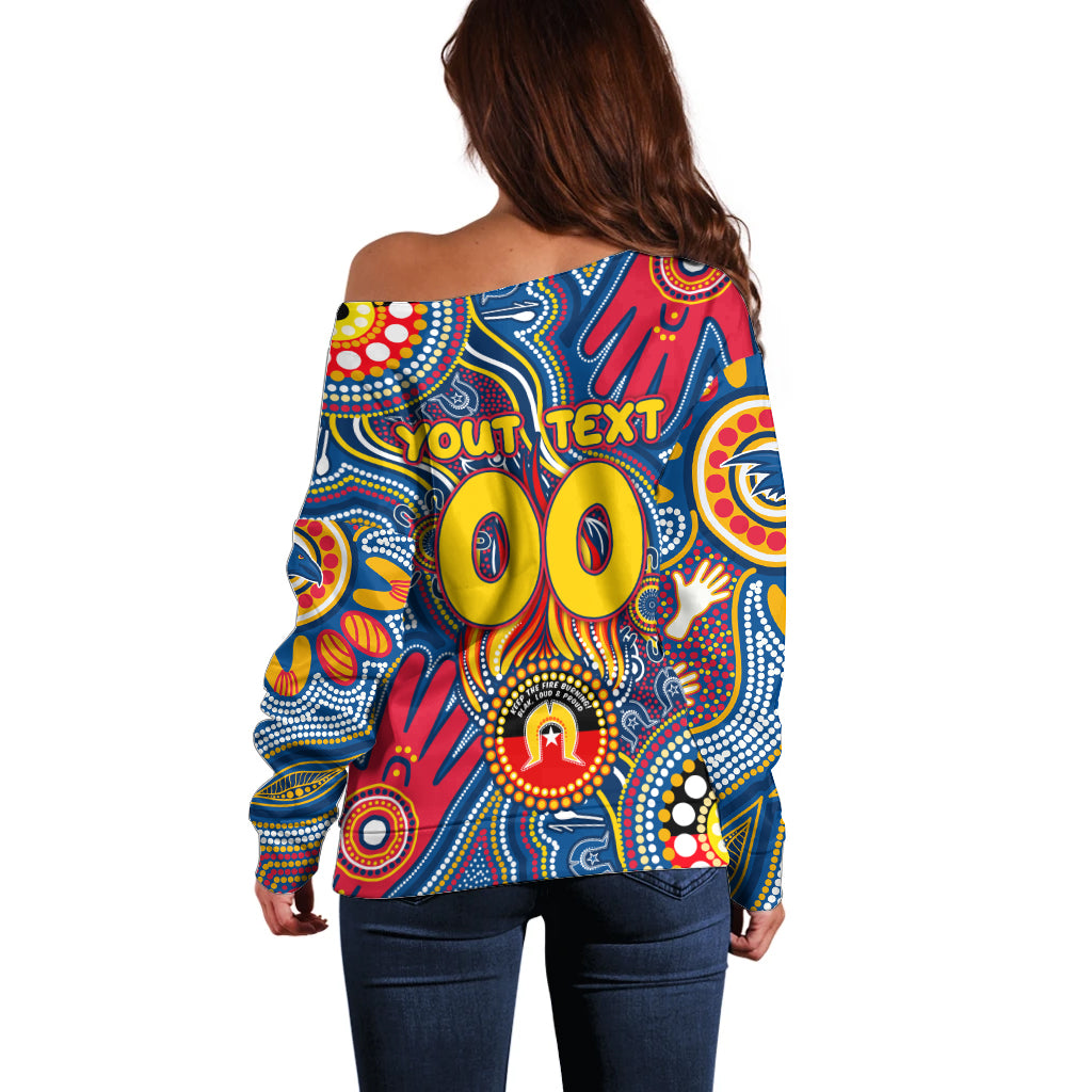 Personalised NAIDOC Week 2024 Adelaide Crows Off Shoulder Sweater Australian Aboriginal Hand Painting
