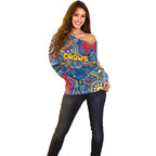 Personalised NAIDOC Week 2024 Adelaide Crows Off Shoulder Sweater Australian Aboriginal Hand Painting