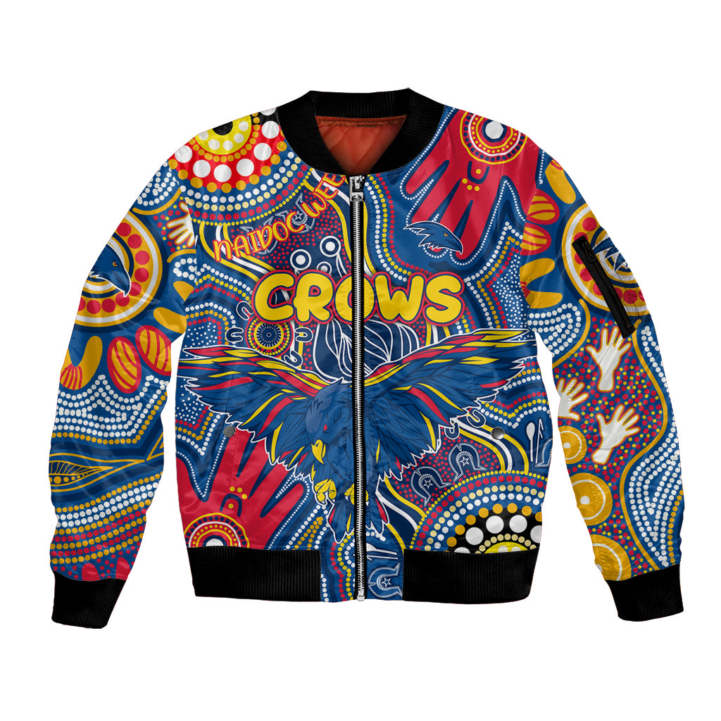 Personalised NAIDOC Week 2024 Adelaide Crows Sleeve Zip Bomber Jacket Australian Aboriginal Hand Painting
