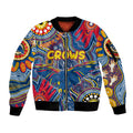 Personalised NAIDOC Week 2024 Adelaide Crows Sleeve Zip Bomber Jacket Australian Aboriginal Hand Painting