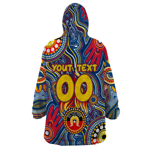 Personalised NAIDOC Week 2024 Adelaide Crows Wearable Blanket Hoodie Australian Aboriginal Hand Painting