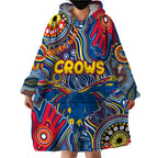 Personalised NAIDOC Week 2024 Adelaide Crows Wearable Blanket Hoodie Australian Aboriginal Hand Painting