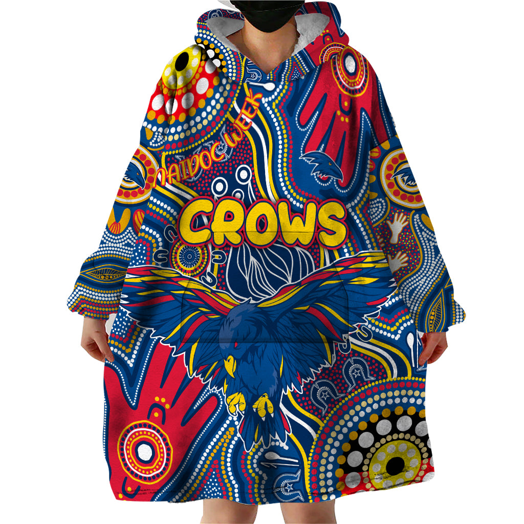 Personalised NAIDOC Week 2024 Adelaide Crows Wearable Blanket Hoodie Australian Aboriginal Hand Painting