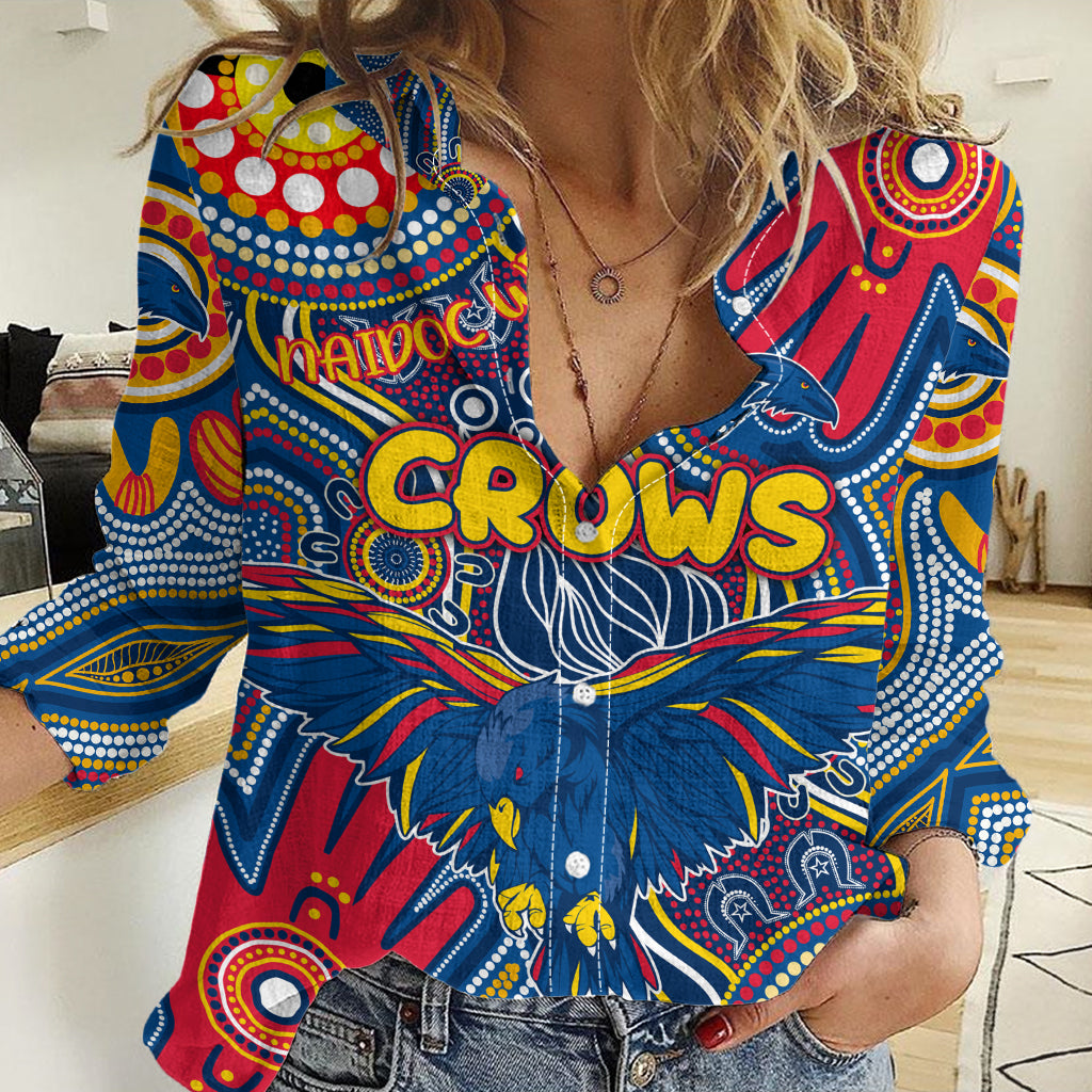 Personalised NAIDOC Week 2024 Adelaide Crows Women Casual Shirt Australian Aboriginal Hand Painting