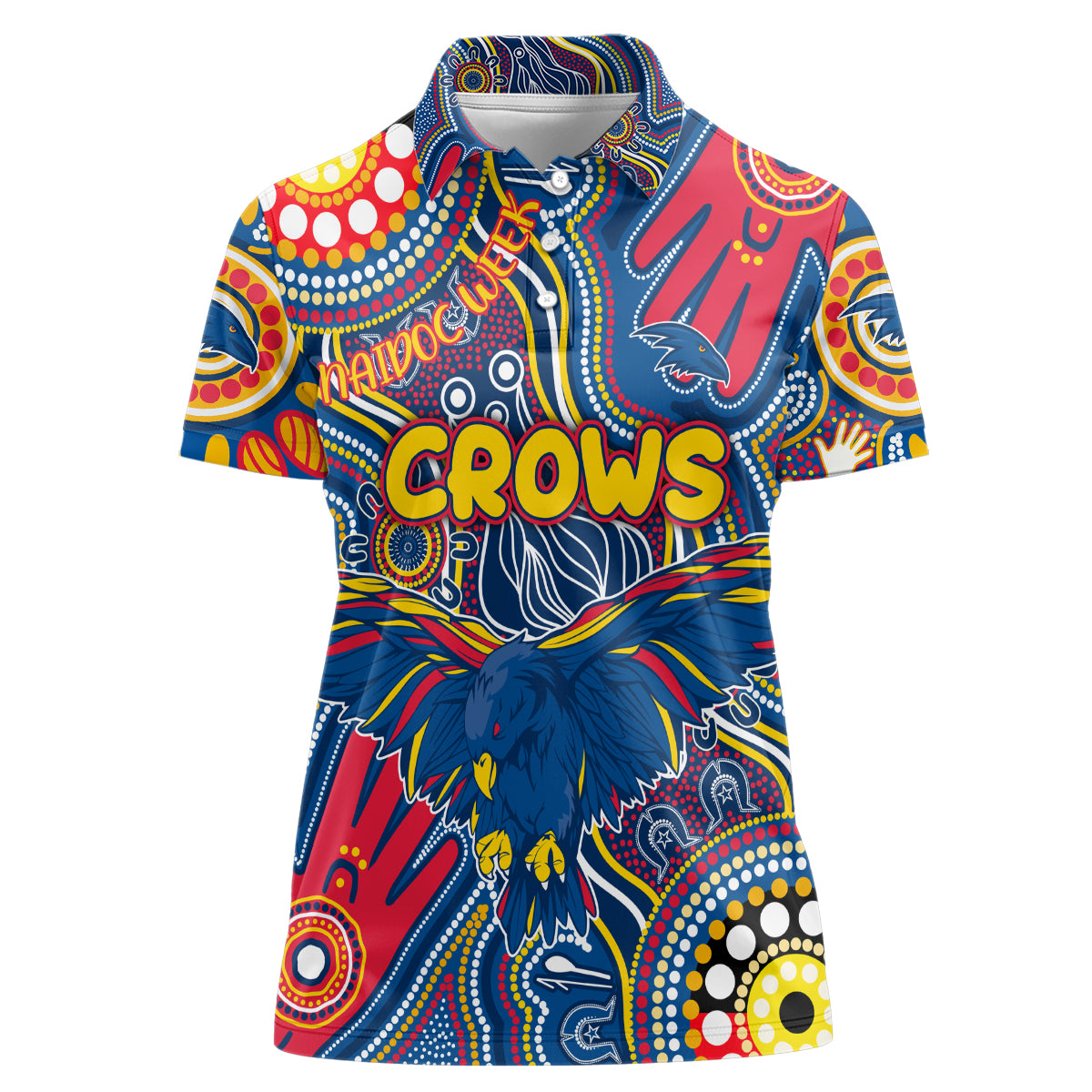 Personalised NAIDOC Week 2024 Adelaide Crows Women Polo Shirt Australian Aboriginal Hand Painting