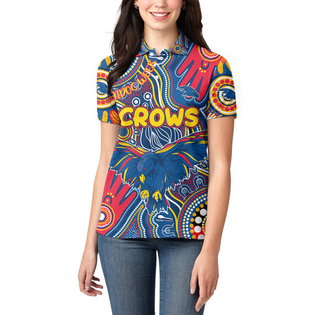 Personalised NAIDOC Week 2024 Adelaide Crows Women Polo Shirt Australian Aboriginal Hand Painting