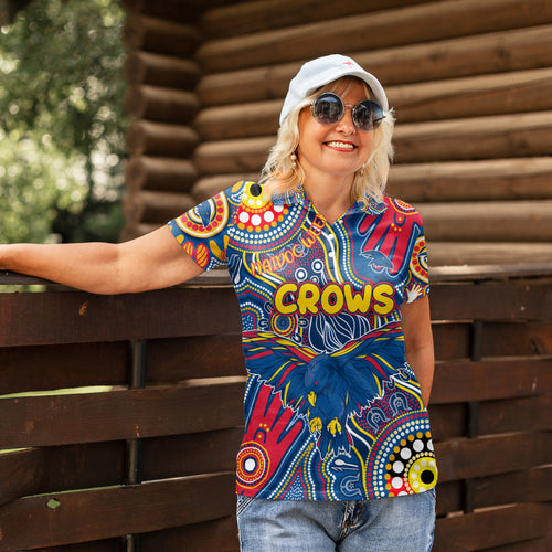 Personalised NAIDOC Week 2024 Adelaide Crows Women Polo Shirt Australian Aboriginal Hand Painting