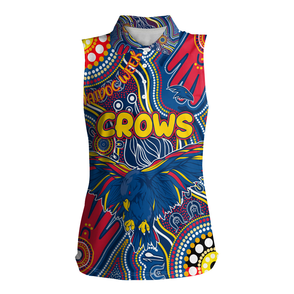 Personalised NAIDOC Week 2024 Adelaide Crows Women Sleeveless Polo Shirt Australian Aboriginal Hand Painting