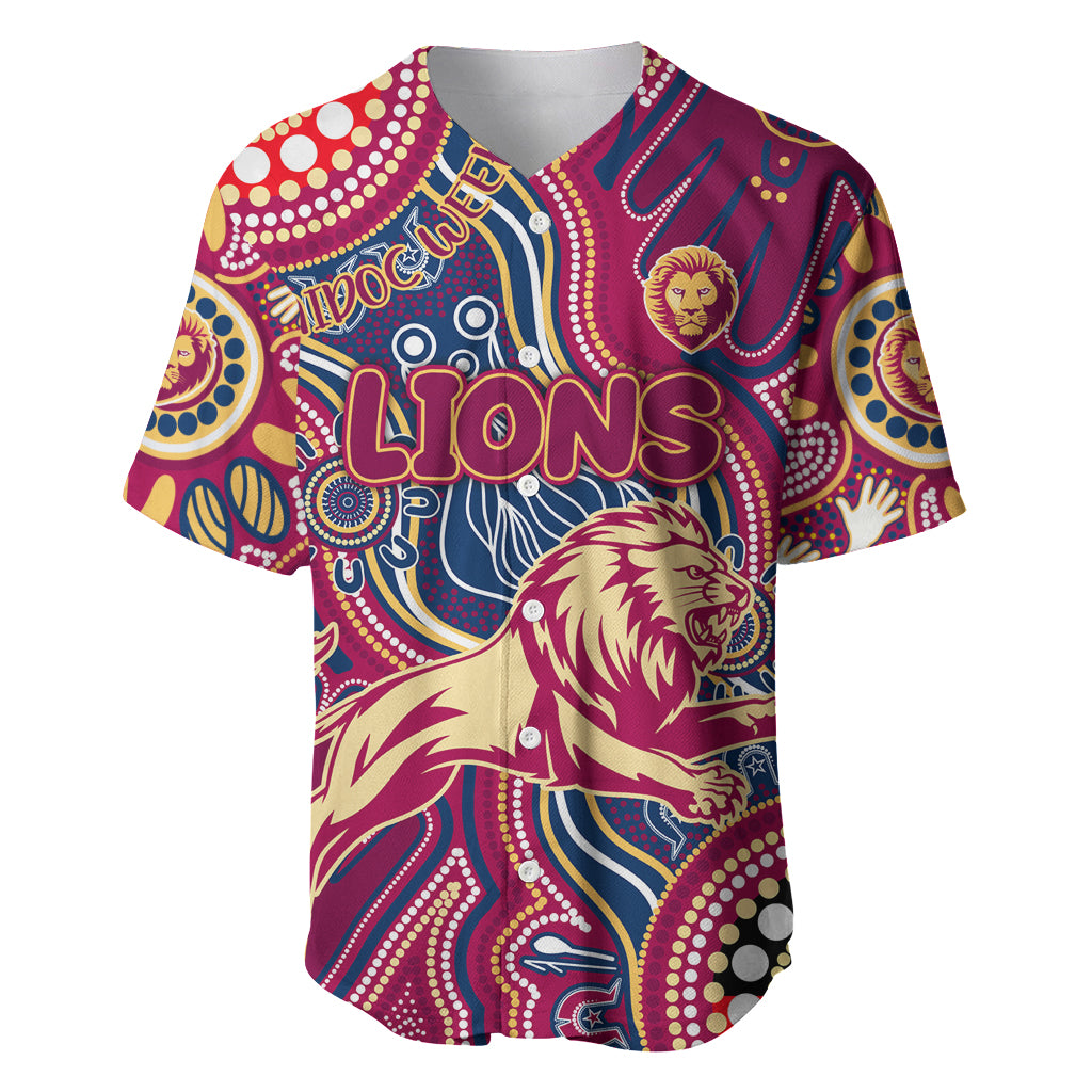 Personalised NAIDOC Week 2024 Brisbane Lions Baseball Jersey Australian Aboriginal Hand Painting
