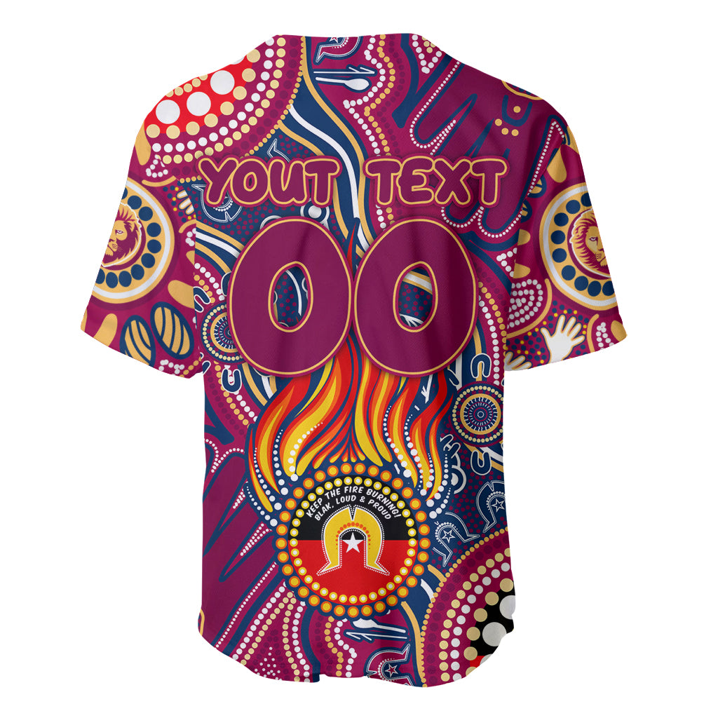 Personalised NAIDOC Week 2024 Brisbane Lions Baseball Jersey Australian Aboriginal Hand Painting