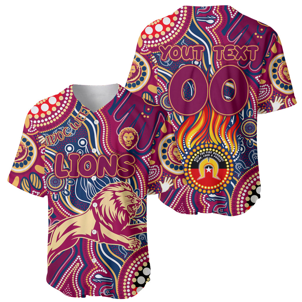 Personalised NAIDOC Week 2024 Brisbane Lions Baseball Jersey Australian Aboriginal Hand Painting