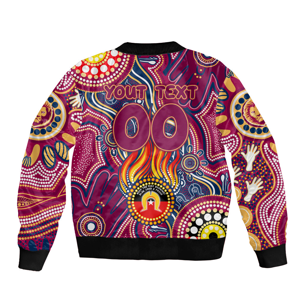 Personalised NAIDOC Week 2024 Brisbane Lions Bomber Jacket Australian Aboriginal Hand Painting