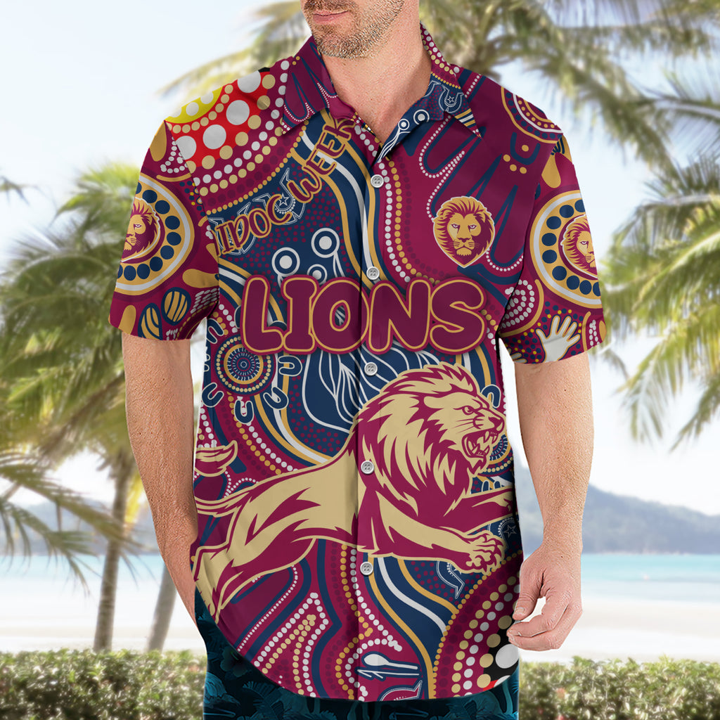 Personalised NAIDOC Week 2024 Brisbane Lions Hawaiian Shirt Australian Aboriginal Hand Painting