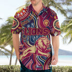 Personalised NAIDOC Week 2024 Brisbane Lions Hawaiian Shirt Australian Aboriginal Hand Painting