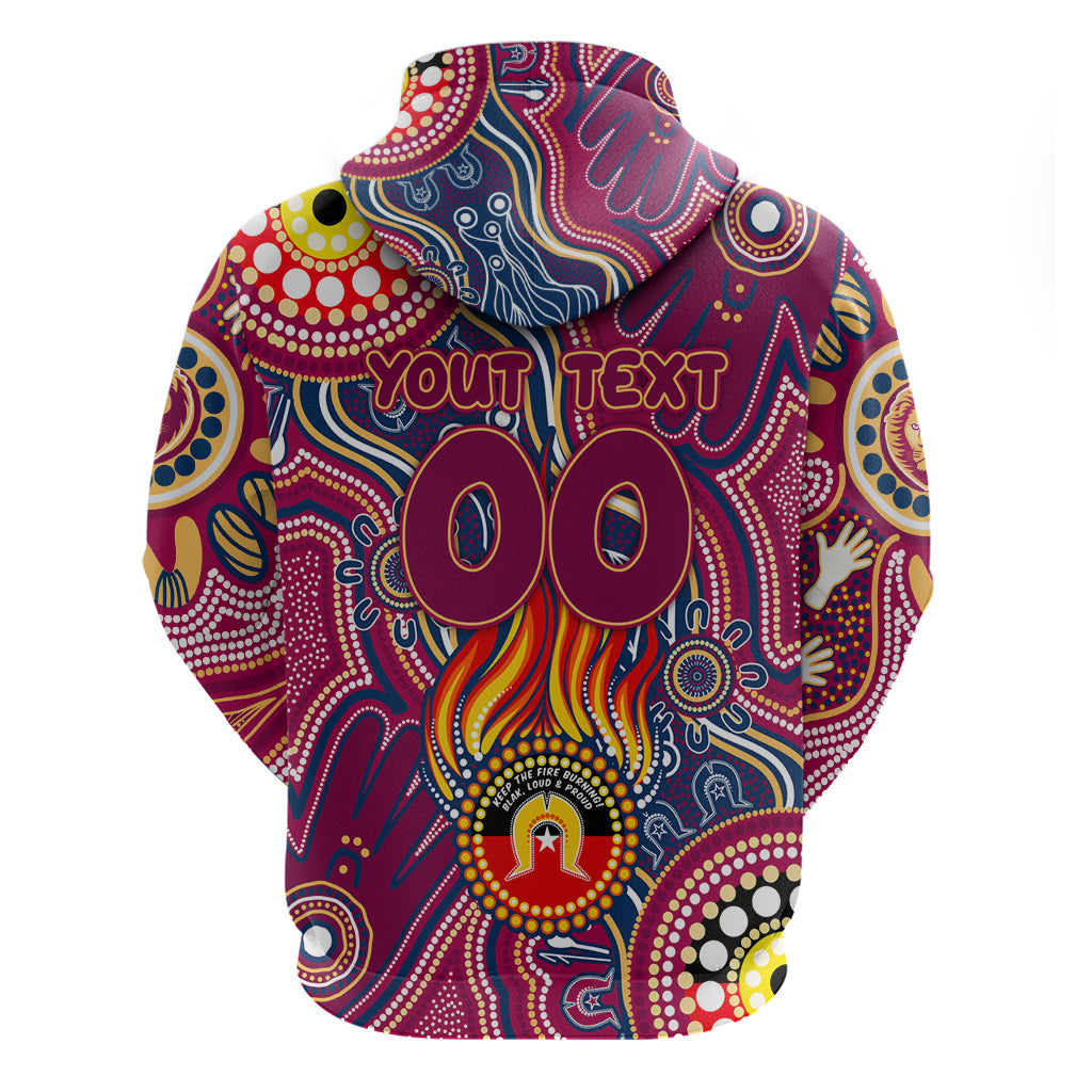 Personalised NAIDOC Week 2024 Brisbane Lions Hoodie Australian Aboriginal Hand Painting