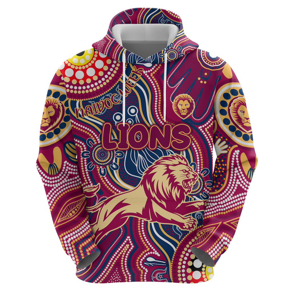Personalised NAIDOC Week 2024 Brisbane Lions Hoodie Australian Aboriginal Hand Painting