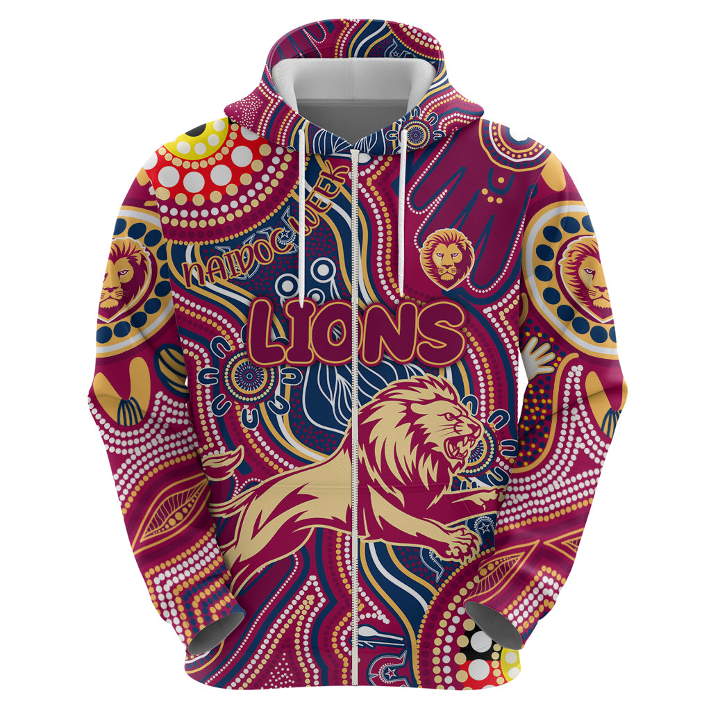Personalised NAIDOC Week 2024 Brisbane Lions Hoodie Australian Aboriginal Hand Painting