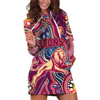 Personalised NAIDOC Week 2024 Brisbane Lions Hoodie Dress Australian Aboriginal Hand Painting