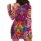 Personalised NAIDOC Week 2024 Brisbane Lions Hoodie Dress Australian Aboriginal Hand Painting