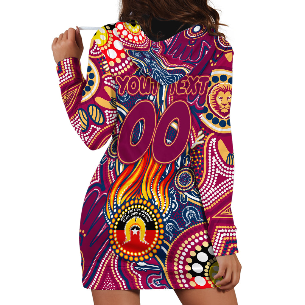 Personalised NAIDOC Week 2024 Brisbane Lions Hoodie Dress Australian Aboriginal Hand Painting