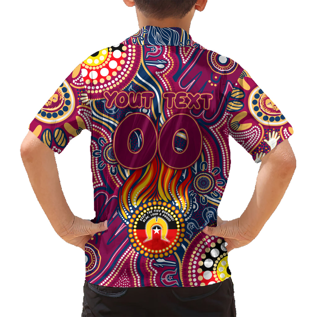 Personalised NAIDOC Week 2024 Brisbane Lions Kid Hawaiian Shirt Australian Aboriginal Hand Painting
