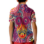 Personalised NAIDOC Week 2024 Brisbane Lions Kid Polo Shirt Australian Aboriginal Hand Painting