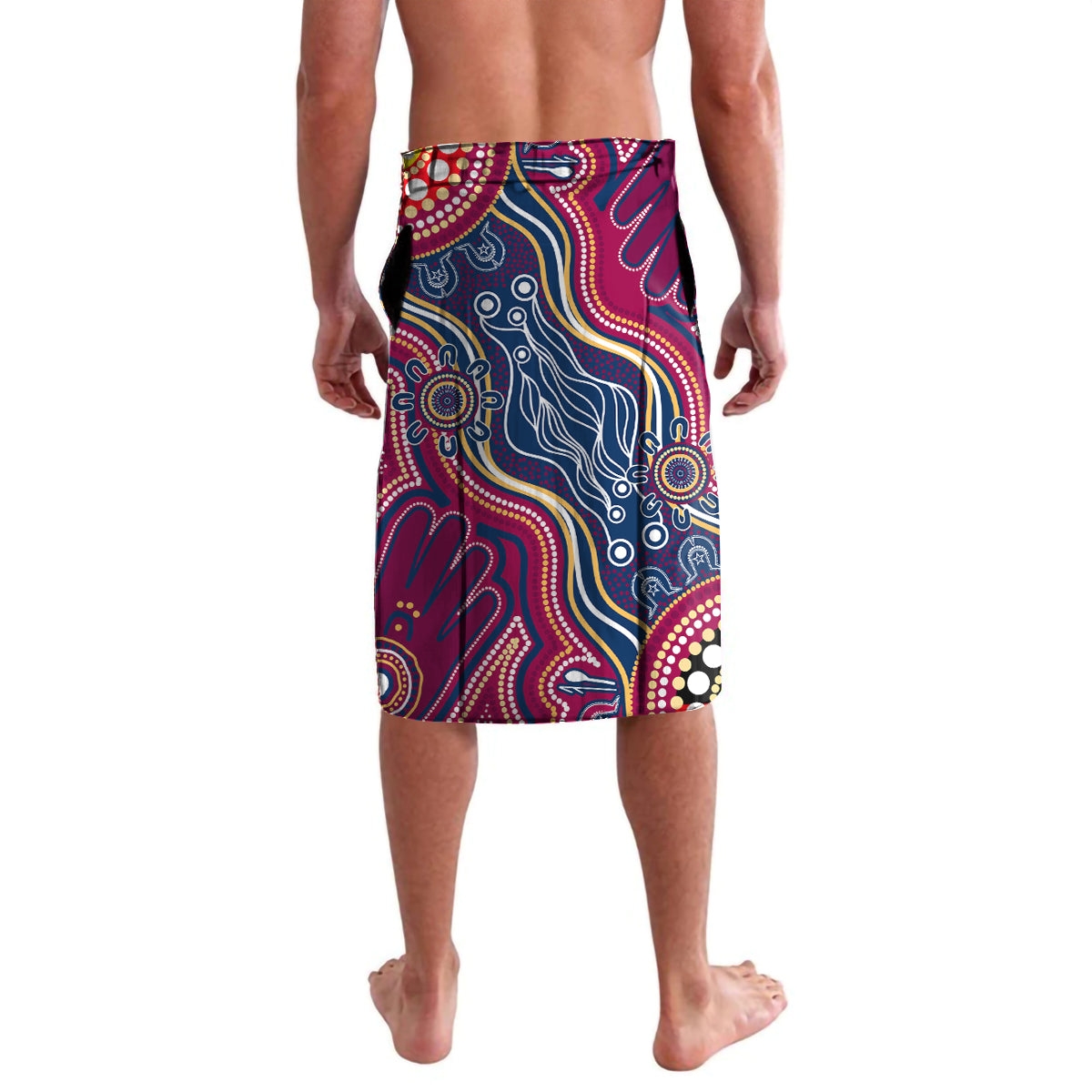 Personalised NAIDOC Week 2024 Brisbane Lions Lavalava Australian Aboriginal Hand Painting