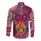 Personalised NAIDOC Week 2024 Brisbane Lions Long Sleeve Button Shirt Australian Aboriginal Hand Painting