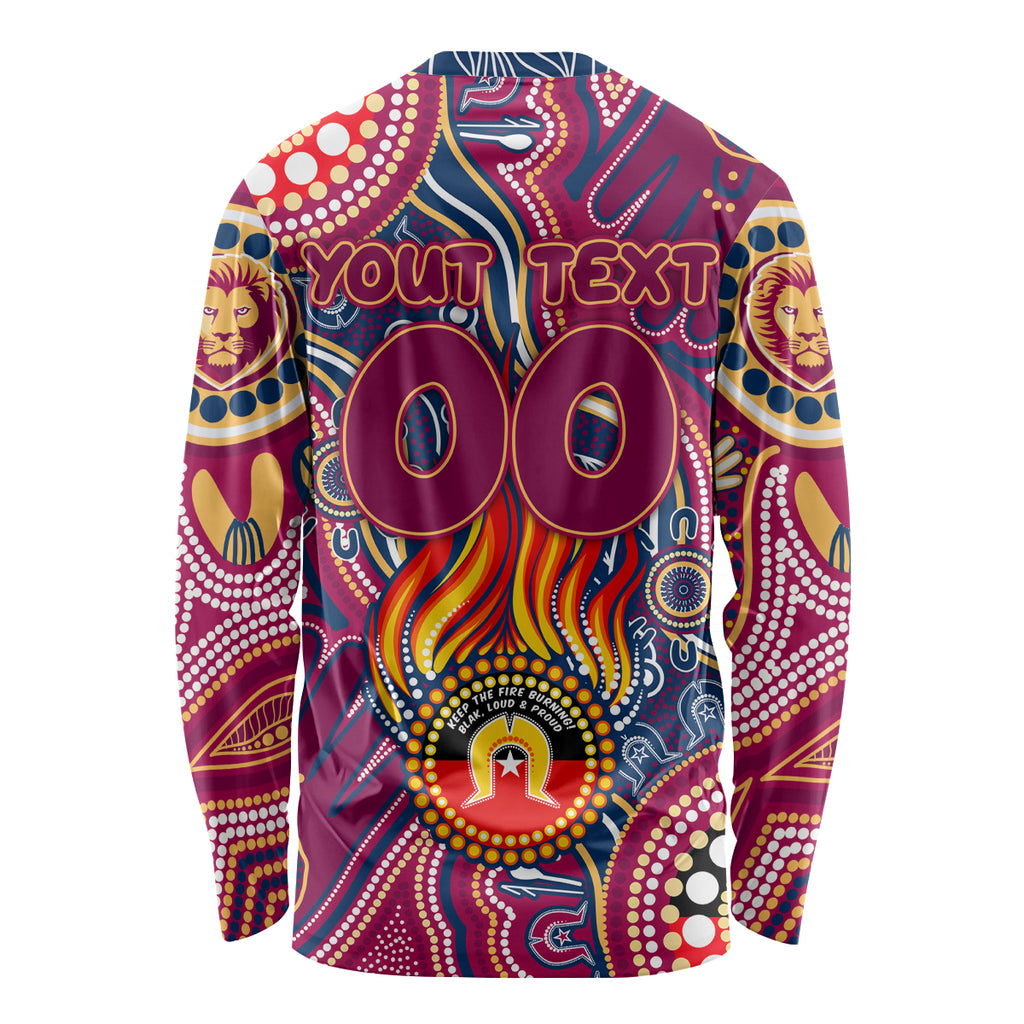 Personalised NAIDOC Week 2024 Brisbane Lions Long Sleeve Shirt Australian Aboriginal Hand Painting