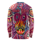 Personalised NAIDOC Week 2024 Brisbane Lions Long Sleeve Shirt Australian Aboriginal Hand Painting